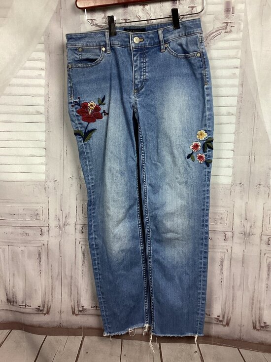 Talbots Denim - Talbots Embroidered Denim Jeans Slim Ankle Roses 2P
